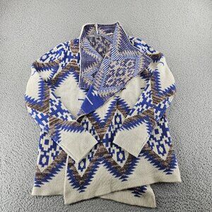 Charlotte Russe Sweater Womens Medium White Open Front Tribal Aztec Western